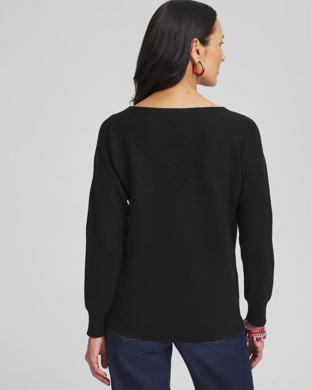 Floral Sequin Dolman Sleeve Sweater - image 3